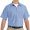 Red Kap Men's Short Sleeve Industrial Stripe Work Shirt, Petrol Blue/Navy