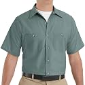 Red Kap Men's Short Sleeve Industrial Stripe Work Shirt, Petrol Blue/Navy