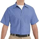 Red Kap Men's Short Sleeve Industrial Stripe Work Shirt, Petrol Blue/Navy