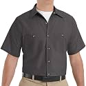 Red Kap Men's Short Sleeve Industrial Stripe Work Shirt, Petrol Blue/Navy
