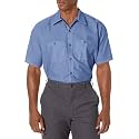 Red Kap Men's Short Sleeve Industrial Stripe Work Shirt, Petrol Blue/Navy