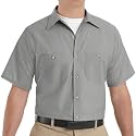 Red Kap Men's Short Sleeve Industrial Stripe Work Shirt, Petrol Blue/Navy