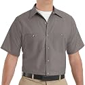 Red Kap Men's Short Sleeve Industrial Stripe Work Shirt, Petrol Blue/Navy