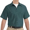 Red Kap Men's Short Sleeve Industrial Stripe Work Shirt, Petrol Blue/Navy
