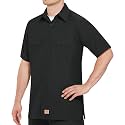 Red Kap Men's Solid Rip Stop Shirt, Black, SSL XL