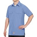 Red Kap Men's Solid Rip Stop Shirt, Light Blue, Short Sleeve 2X-Large