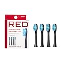 Red by Kiss Hypersonic Ultra Powerful Electric Toothbrush Replacement Brush Heads, Deep Cleaning Gum &amp; Enamel Protection, Soft-Medium Bristles (4 Pack, Black)