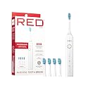 Red by Kiss Hypersonic Ultra Powerful Electric Toothbrush – 3 Cleaning Modes, Gum Care Protection, 75-Day Battery, USB-C Fast Charging, Waterproof IP67 with Extra Brush Head Set (White)