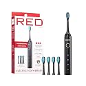 Red by Kiss Hypersonic Ultra Powerful Electric Toothbrush – 3 Cleaning Modes, Gum Care Protection, 75-Day Battery, USB-C Fast Charging, Waterproof IP67, with Extra Brush Head Set (Black)