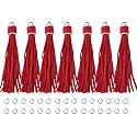 4.3'' Red PU Leather Tassels 12Pcs Gold Caps for Keychains