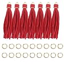 4.3''Red Leather Tassels 12Pcs with Gold Caps for Keychains