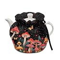 Red Mushroom Butterfly Kitchen Teapot Dust Cover Insulation and Keep Warm Washable Teapot Cosy Breakfast Warmer for Home Tea Party Decor Both Sides Can Be Used