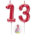 Red Number 13 Candle Happy Birthday 3D Number Candles for Birthday Cake Party Decoration Wedding Anniversary Celebration Supplies