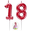 Red Number 18 Candle Happy Birthday 3D Number Candles for Birthday Cake Party Decoration Wedding Anniversary Celebration Supplies