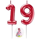 Red Number 19 Candle Happy Birthday 3D Number Candles for Birthday Cake Party Decoration Wedding Anniversary Celebration Supplies