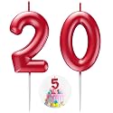 Red Number 20 Candle Happy Birthday 3D Number Candles for Birthday Cake Party Decoration Wedding Anniversary Celebration Supplies