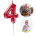 Red Number 4 Candle Happy Birthday 3D Number Candles for Birthday Cake Party Decoration Wedding Anniversary Celebration Supplies