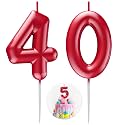 Red Number 40 Candle Happy Birthday 3D Number Candles for Birthday Cake Party Decoration Wedding Anniversary Celebration Supplies