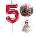 Red Number 5 Candle Happy Birthday 3D Number Candles for Birthday Cake Party Decoration Wedding Anniversary Celebration Supplies