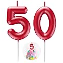 Red Number 50 Candle Happy Birthday 3D Number Candles for Birthday Cake Party Decoration Wedding Anniversary Celebration Supplies