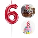 Red Number 6 Candle Happy Birthday 3D Number Candles for Birthday Cake Party Decoration Wedding Anniversary Celebration Supplies