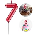 Red Number 7 Candle Happy Birthday 3D Number Candles for Birthday Cake Party Decoration Wedding Anniversary Celebration Supplies