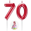 Red Number 70 Candle Happy Birthday 3D Number Candles for Birthday Cake Party Decoration Wedding Anniversary Celebration Supplies