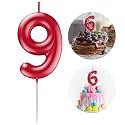 Red Number 9 Candle Happy Birthday 3D Number Candles for Birthday Cake Party Decoration Wedding Anniversary Celebration Supplies