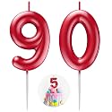 Red Number 90 Candle Happy Birthday 3D Number Candles for Birthday Cake Party Decoration Wedding Anniversary Celebration Supplies
