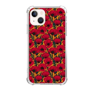 red poppy garden phone case compatible with iphone 14red flowers case for girl women menunique soft tpu bumper case cover