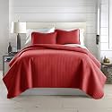 Red Quilt King Size Set w/ 2 Quilted Pillow Shams, Chili Pepper Red Quilts