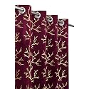 Heavy Velvet Fabric Room Darkening Curtains 12 Feet for Long Door, Wine, Single Piece