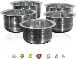 red robin steel bottom kitchen serving cooking bowl biryani rice handipotpatila cookware set stainless steel 5 - piece