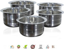 Red Robin Steel Bottom Kitchen Serving Cooking Bowl biryani, rice Handi/Pot/Patila Cookware Set (Stainless Steel, 5 - Piece)