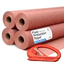 Red Rosin Masking Paper 36" x 166 feet, 4 Rolls + 1 Cutter – Thick Floor Covering (66 lbs, 1992 sq.ft Total) - USA-Made Masking Paper for Painting &amp; Construction, Surface Protection by IDL Packaging