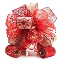 Red Snowflake Christmas Tree Topper Bow 11" with 4 Ribbon Streamers x 3 Yards Long Each for Holidy Elegant Fancy Home Décor Indoor