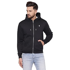 Red Tape Mens Black Solid Hoodies