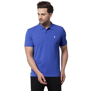 Red Tape Men Blue Melange Solid T-Shirt