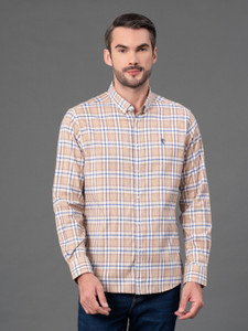 RED TAPE Men Checkered Casual Yellow Shirt