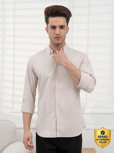 RED TAPE Men Solid Casual Beige Shirt
