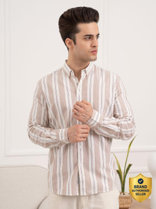 RED TAPE Men Striped Casual Brown Shirt