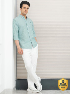 RED TAPE Men Striped Casual Dark Green