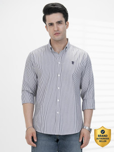 RED TAPE Men Striped Casual Grey Shirt
