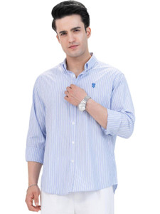 RED TAPE Men Striped Casual Light Blue