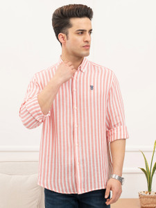 RED TAPE Men Striped Casual Orange Shirt