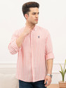 RED TAPE Men Striped Casual Orange Shirt