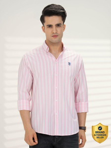 RED TAPE Men Striped Casual Pink Shirt