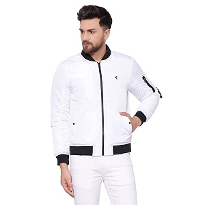 Red Tape Men White Bomber Jacket