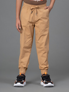 red tape boys regular fit beige cotton blend trousers