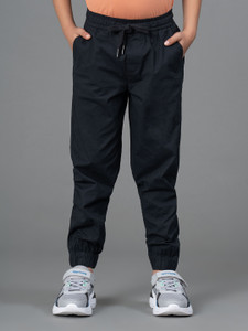 red tape boys regular fit black cotton blend trousers